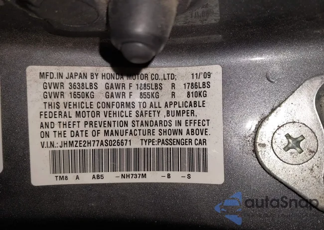 JHMZE2H77AS026671: 43892702