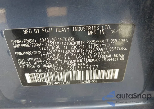 JF2GPAGC8D2887472: 43892725