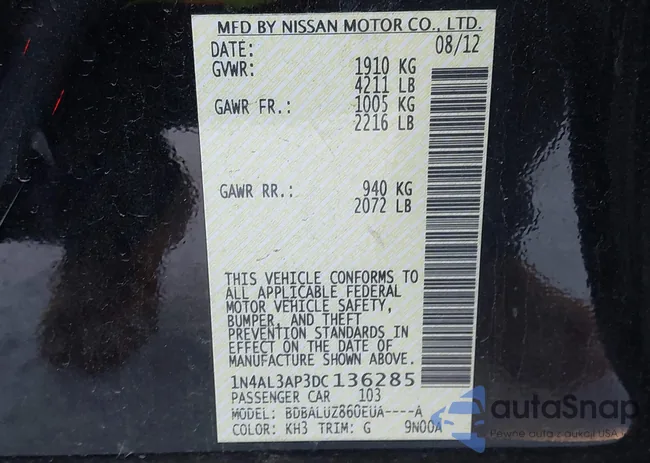 1N4AL3AP3DC136285: 43892783