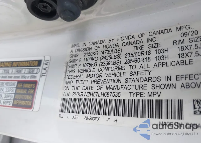 2HKRW2H57LH687535: 43892835