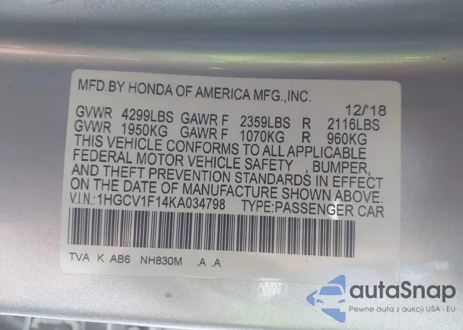 1HGCV1F14KA034798: 43894219