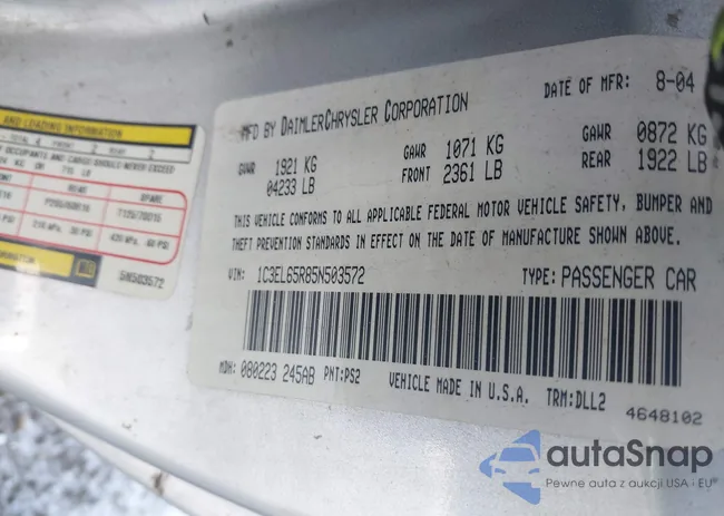 1C3EL65R85N503572: 43894250