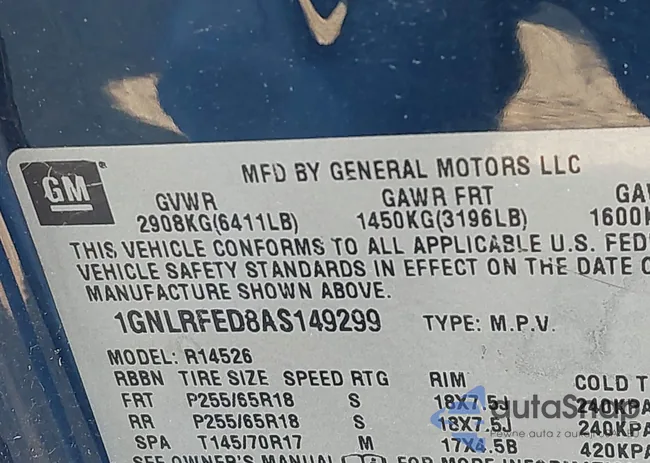 1GNLRFED8AS149299: 43894419