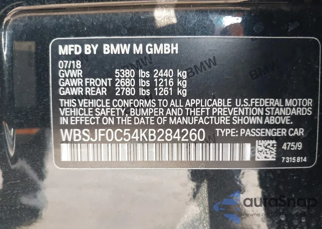 WBSJF0C54KB284260: 43893476