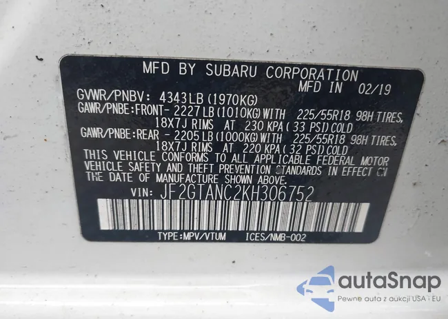 JF2GTANC2KH306752: 43893673