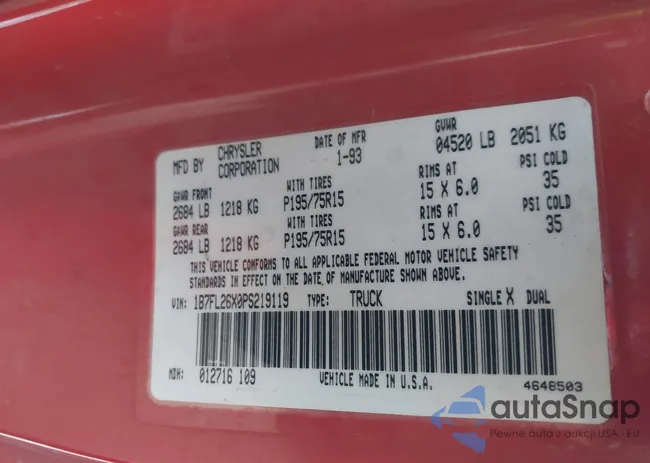 1B7FL26X0PS219119: 43895137