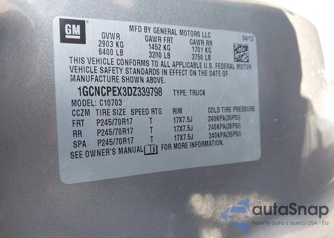 1GCNCPEX3DZ339798: 43895293