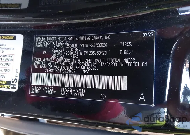 2T2KGCEZ1PC031489: 43894534