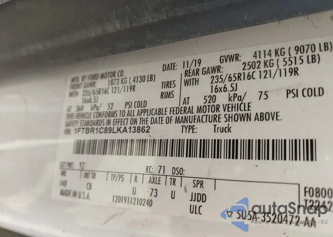 1FTBR1C89LKA13862: 43894650