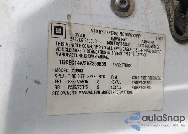 1GCEC14W3VZ256685: 43894742