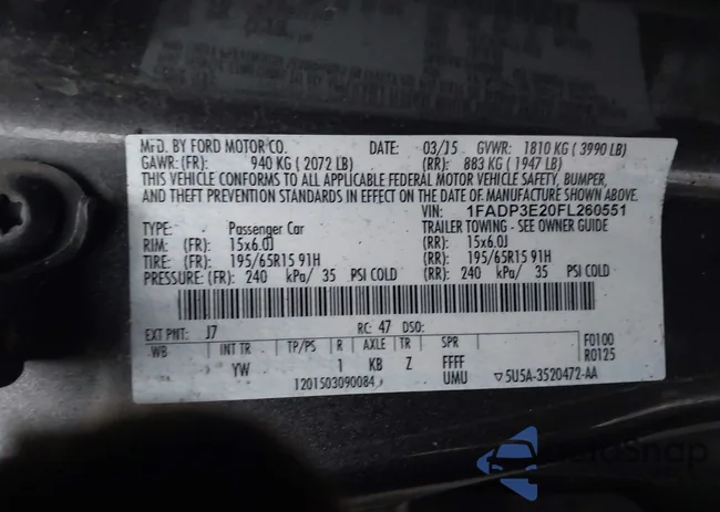 1FADP3E20FL260551: 43894776