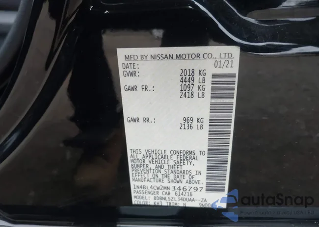 1N4BL4CW2MN346797: 43894787