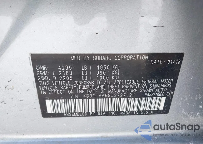 4S3GTAA69J3727121: 43894840