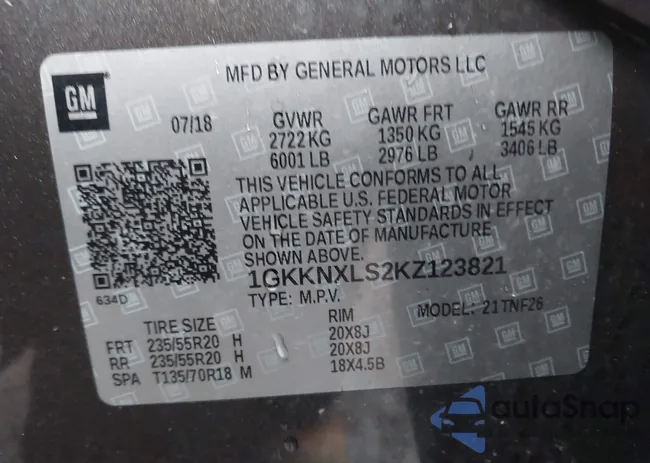 1GKKNXLS2KZ123821: 43895883