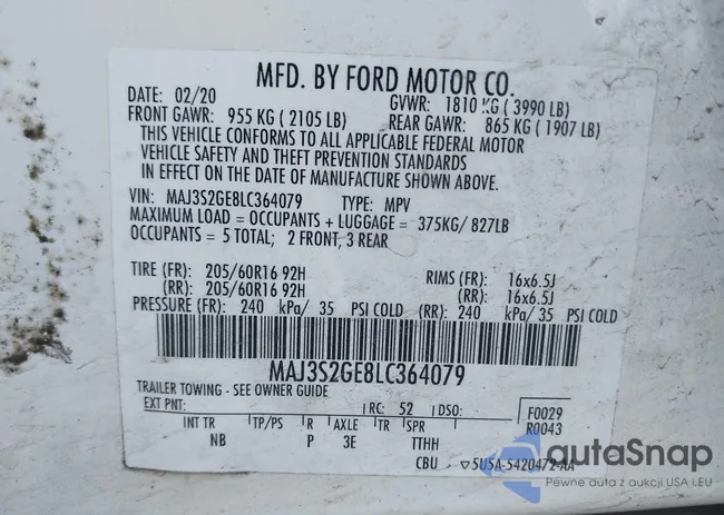 MAJ3S2GE8LC364079: 43896021