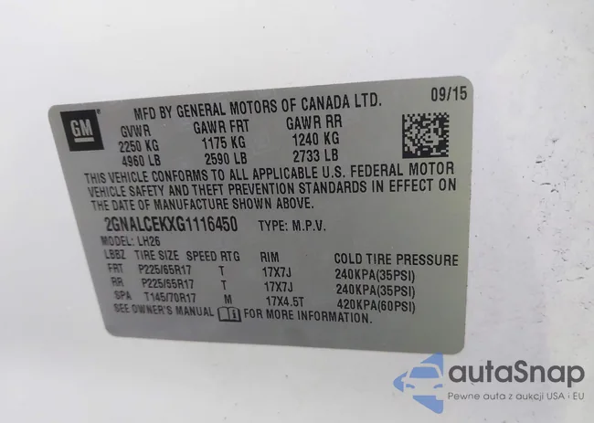 2GNALCEKXG1116450: 43896173