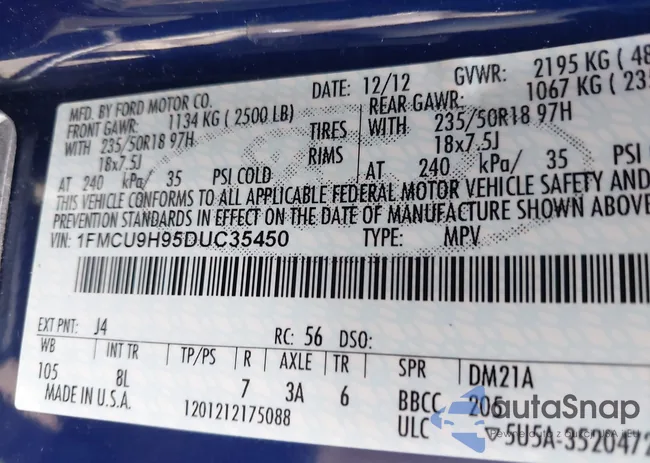 1FMCU9H95DUC35450: 43896258