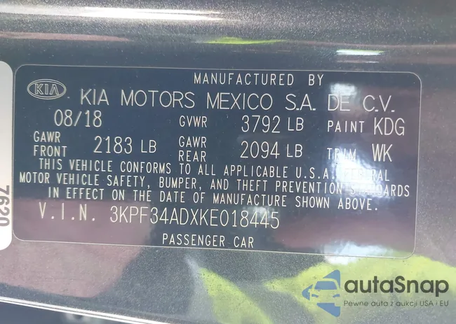 3KPF34ADXKE018445: 43895467