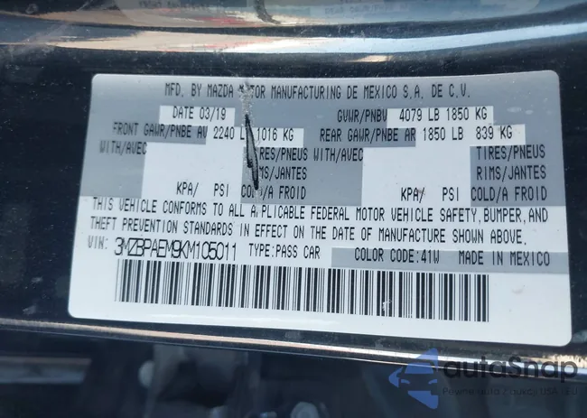 3MZBPAEM9KM105011: 43895638