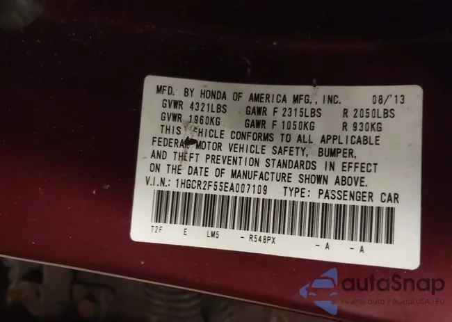 1HGCR2F55EA007109: 43895673