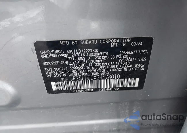 JF2SLDDCXSH478010: 43895728