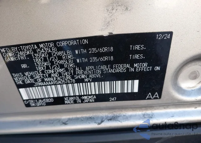 JTMAAAAA9SA057678: 43895748