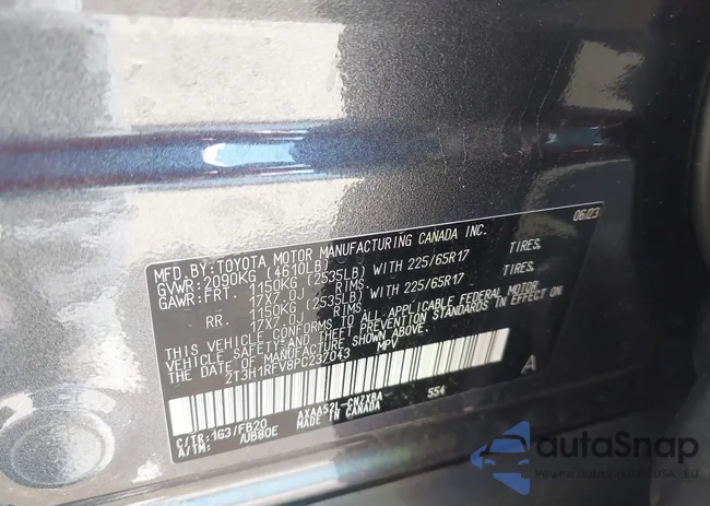 2T3H1RFV8PC237043: 43896874