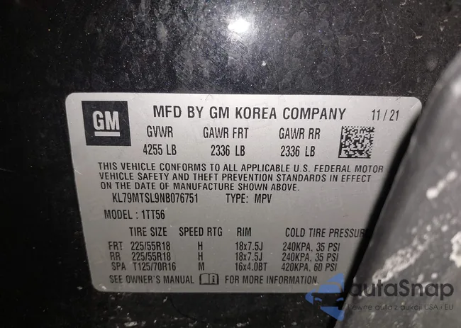 KL79MTSL9NB076751: 43896885