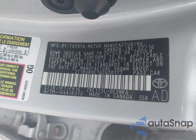 2T1BURHE1GC620177: 43896972