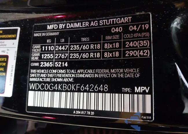 WDC0G4KB0KF642648: 43897004