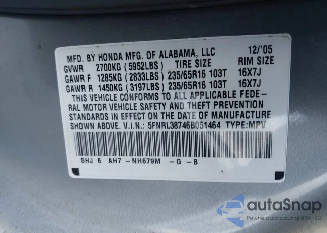 5FNRL38746B051464: 43897111