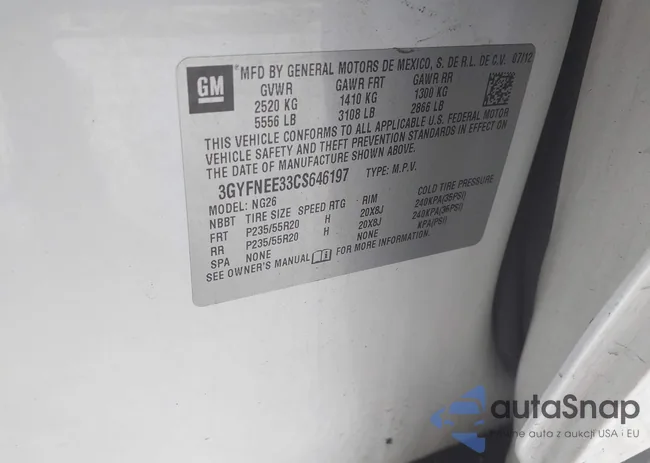 3GYFNEE33CS646197: 43897170