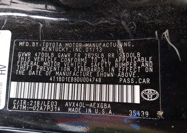 4T1BD1EB9DU004748: 43897372