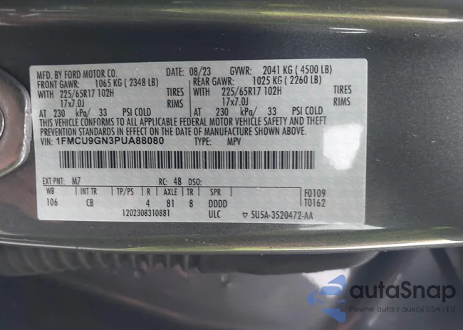 1FMCU9GN3PUA88080: 43897430