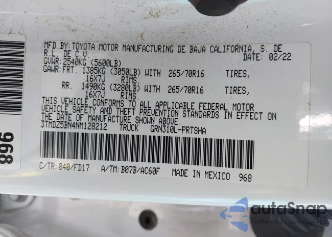 3TMDZ5BN4NM128212: 43896531