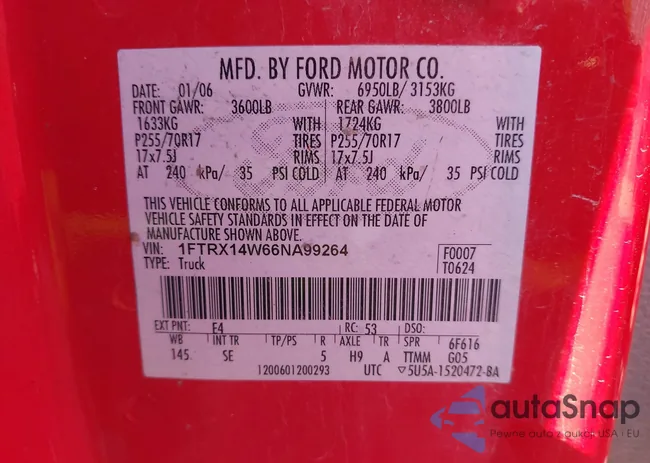 1FTRX14W66NA99264: 43898321