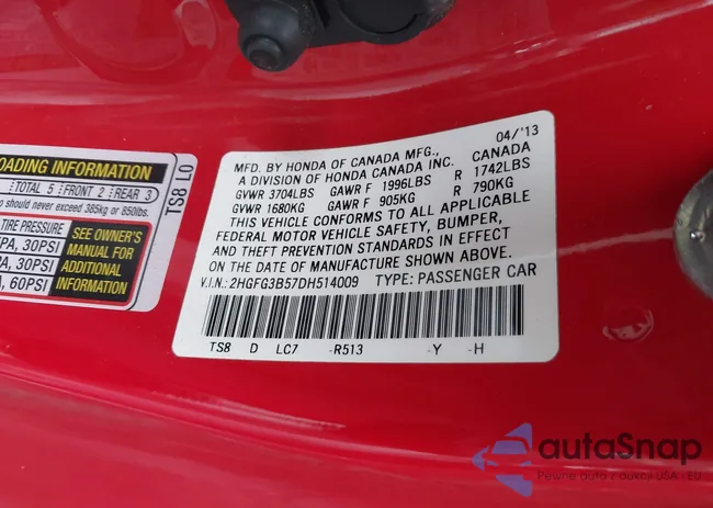 2HGFG3B57DH514009: 43897444