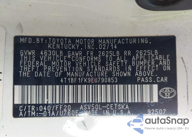 4T1BF1FK9EU790853: 43897555