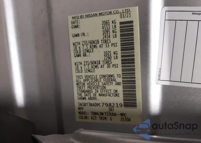 5N1BT3BA0PC798219: 43897620