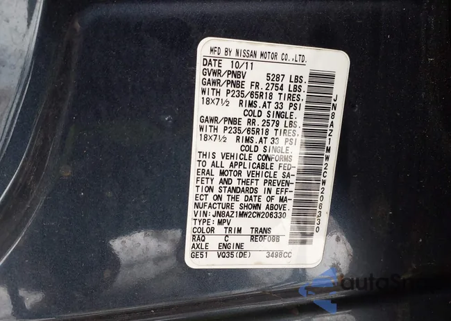 JN8AZ1MW2CW206330: 43897635