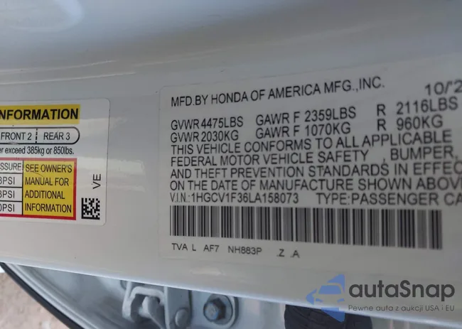 1HGCV1F36LA158073: 43897720