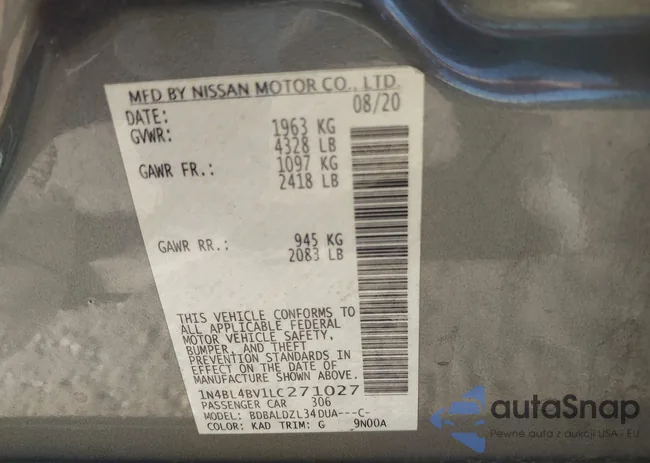 1N4BL4BV1LC271027: 43898942