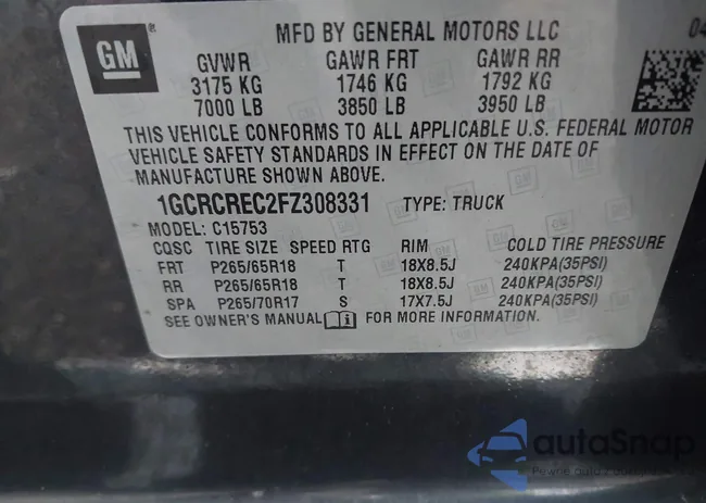 1GCRCREC2FZ308331: 43898956