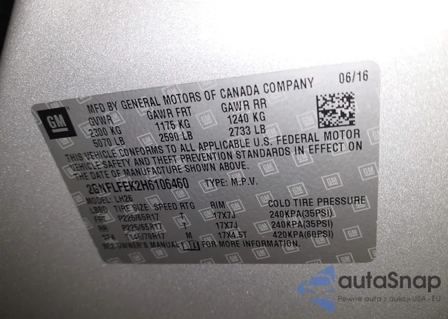 2GNFLFEK2H6106460: 43898982