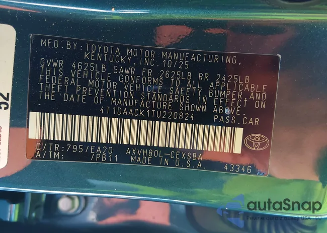 4T1DAACK1TU220824: 43899134
