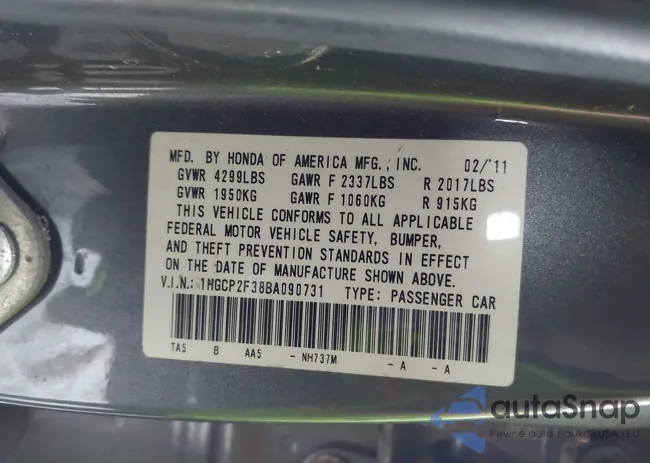 1HGCP2F38BA090731: 43899259