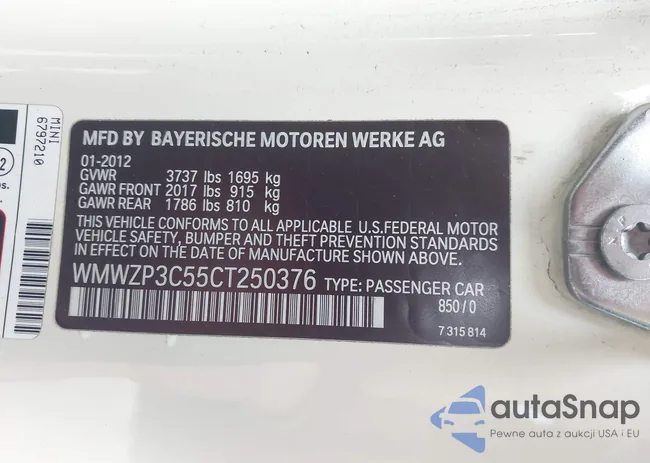 WMWZP3C55CT250376: 43899287