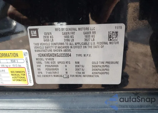 1GNKVGKDXGJ223354: 43899346