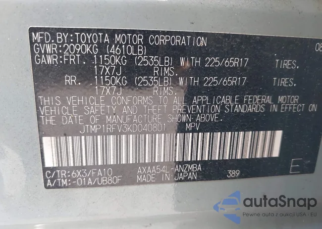 JTMP1RFV3KD040801: 43898521