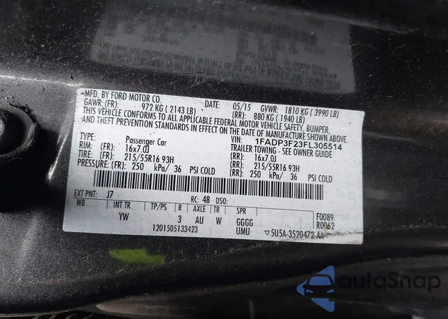 1FADP3F23FL305514: 43898671